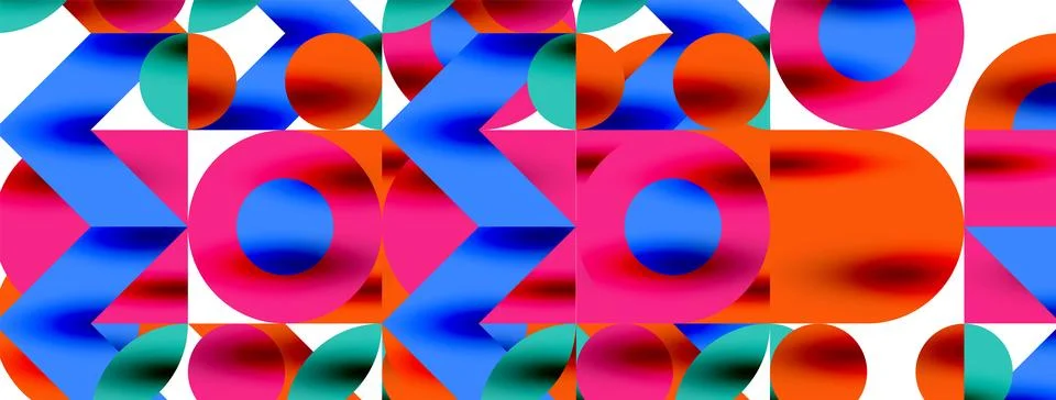 Circle pattern, round elements with lines and arrows composition for wallpaper Stock Illustration