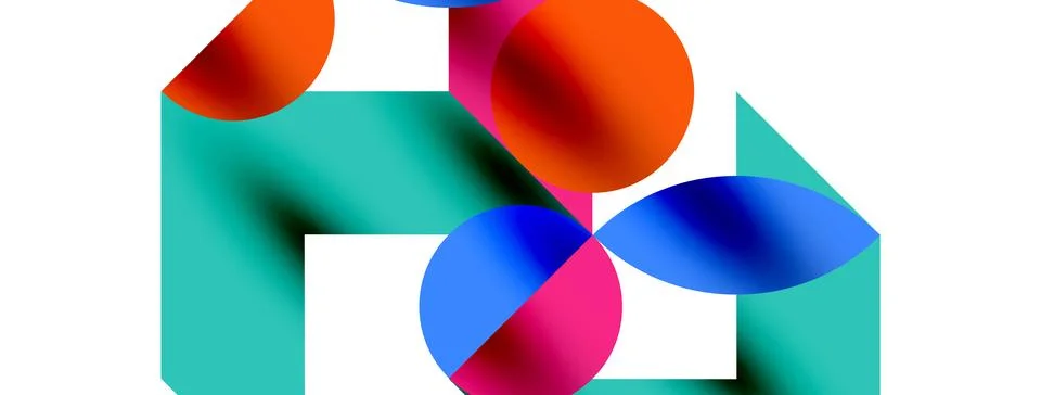 Circle pattern, round elements with lines and arrows composition for wallpaper Illustrazione stock