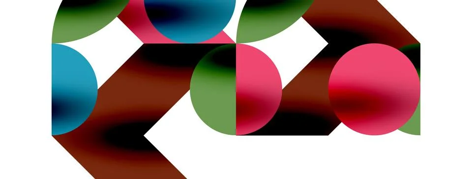 Circle pattern, round elements with lines and arrows composition for wallpaper 库存插图