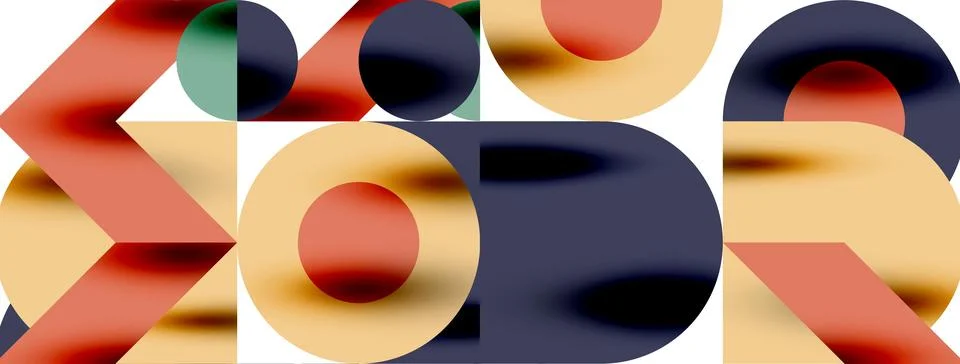 Circle pattern, round elements with lines and arrows composition for wallpaper Stock Illustration