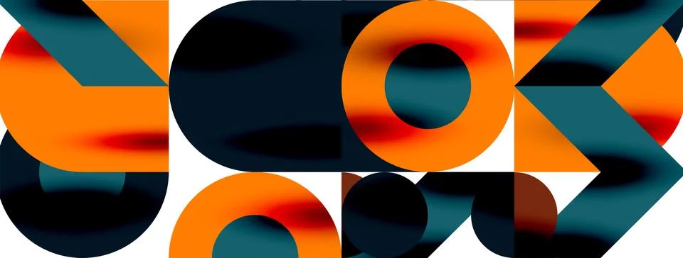 Circle pattern, round elements with lines and arrows composition for wallpaper Illustrazione stock