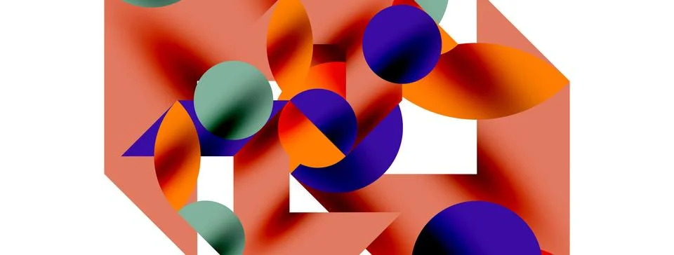 Circle pattern, round elements with lines and arrows composition for wallpaper Stock Illustration