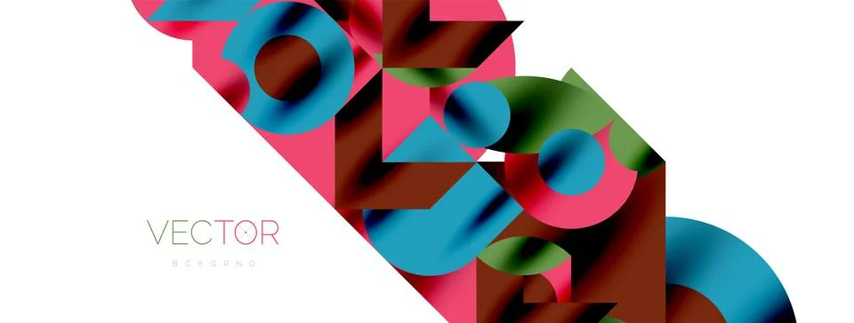 Circle pattern, round elements with lines and arrows composition for wallpaper Stock Illustration