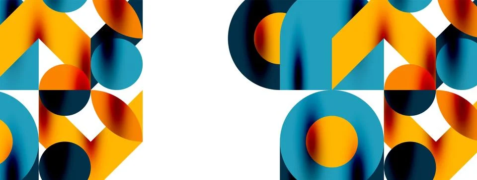 Circle pattern, round elements with lines and arrows composition for wallpaper Stock Illustration