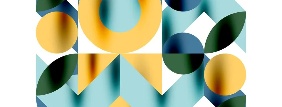 Circle pattern, round elements with lines and arrows composition for wallpaper Illustrazione stock