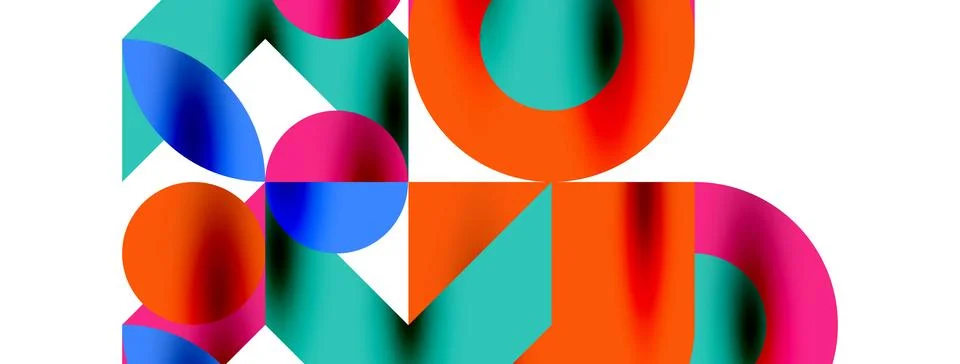 Circle pattern, round elements with lines and arrows composition for wallpaper Stock Illustration