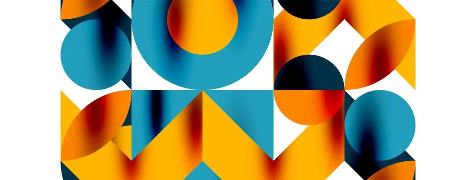Circle pattern, round elements with lines and arrows composition for wallpaper Illustrazione stock