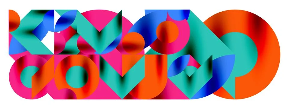 Circle pattern, round elements with lines and arrows composition for wallpaper Stock Illustration