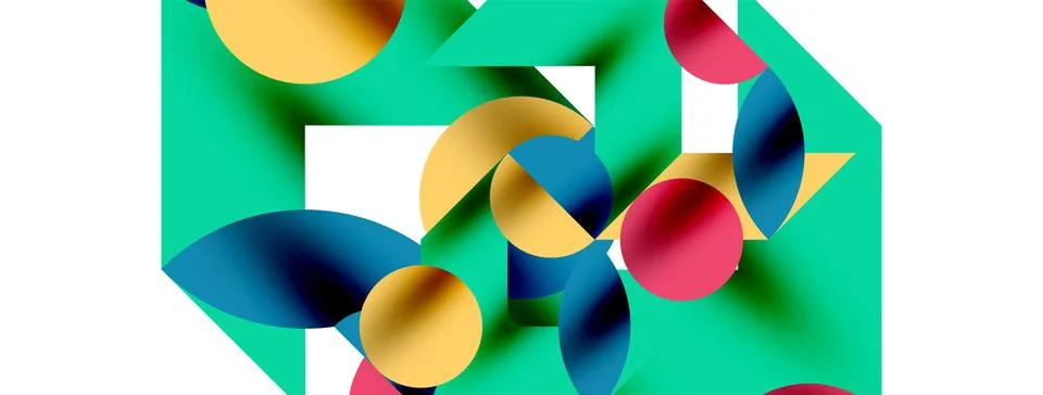 Circle pattern, round elements with lines and arrows composition for wallpaper Illustrazione stock