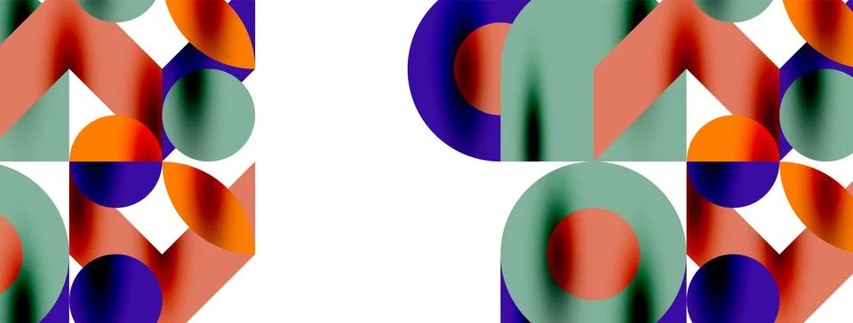 Circle pattern, round elements with lines and arrows composition for wallpaper Stock Illustration