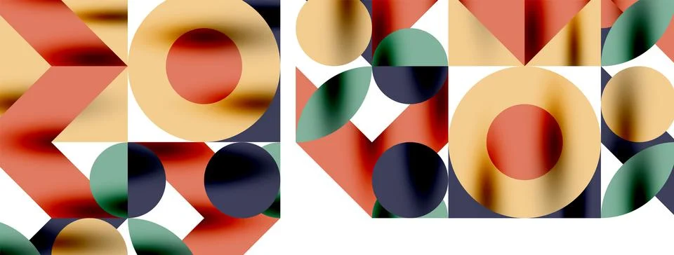 Circle pattern, round elements with lines and arrows composition for wallpaper Stock Illustration