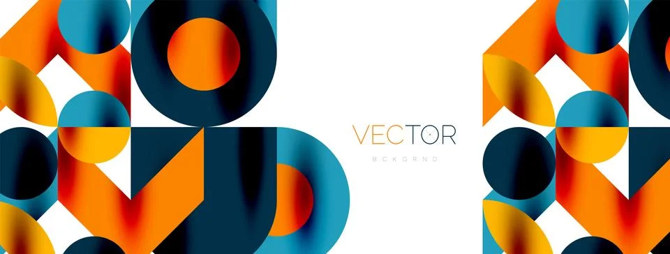 Circle pattern, round elements with lines and arrows composition for wallpaper Illustrazione stock