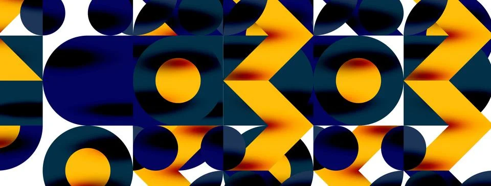 Circle pattern, round elements with lines and arrows composition for wallpaper Illustrazione stock