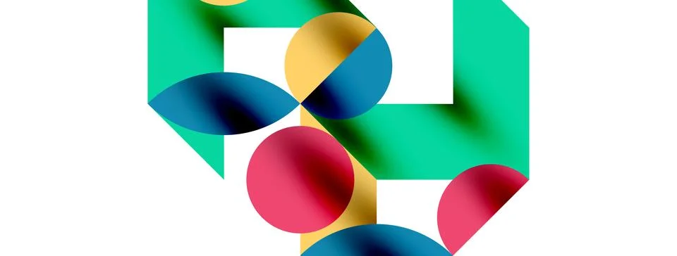 Circle pattern, round elements with lines and arrows composition for wallpaper Illustrazione stock