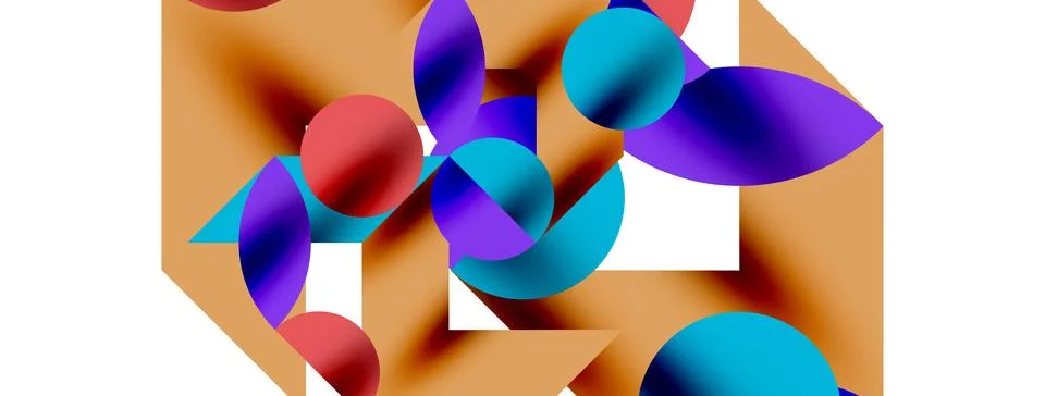 Circle pattern, round elements with lines and arrows composition for wallpaper Stock Illustration