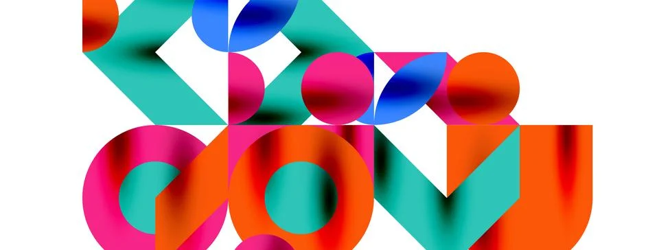 Circle pattern, round elements with lines and arrows composition for wallpaper Illustrazione stock