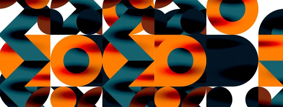Circle pattern, round elements with lines and arrows composition for wallpaper Illustrazione stock