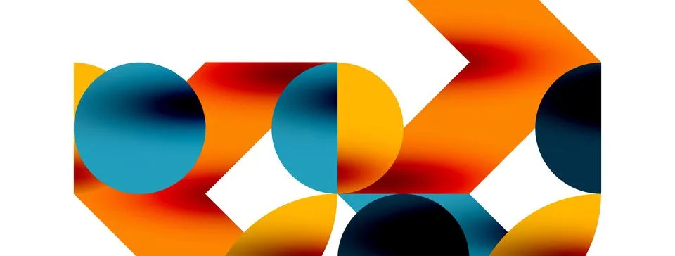 Circle pattern, round elements with lines and arrows composition for wallpaper Illustrazione stock