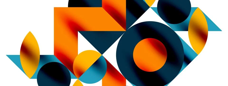 Circle pattern, round elements with lines and arrows composition for wallpaper Stock Illustration