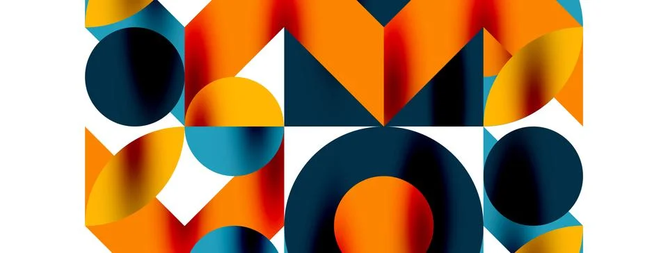 Circle pattern, round elements with lines and arrows composition for wallpaper Stock Illustration