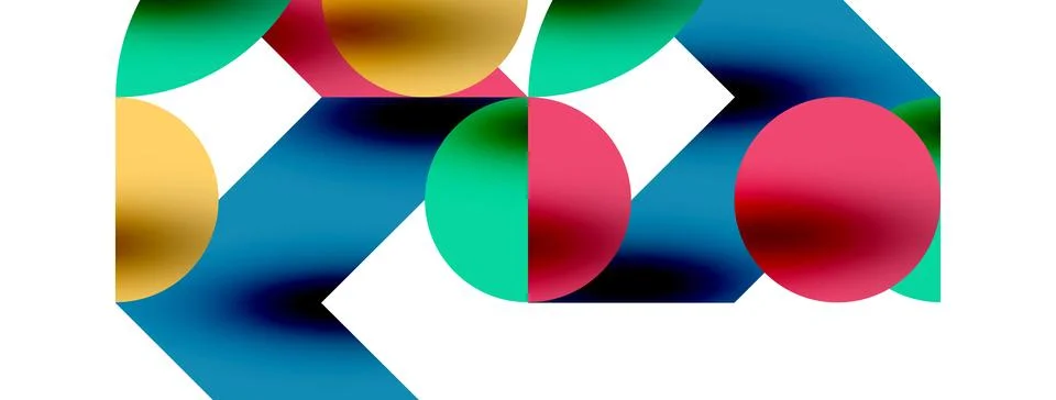 Circle pattern, round elements with lines and arrows composition for wallpaper Illustrazione stock