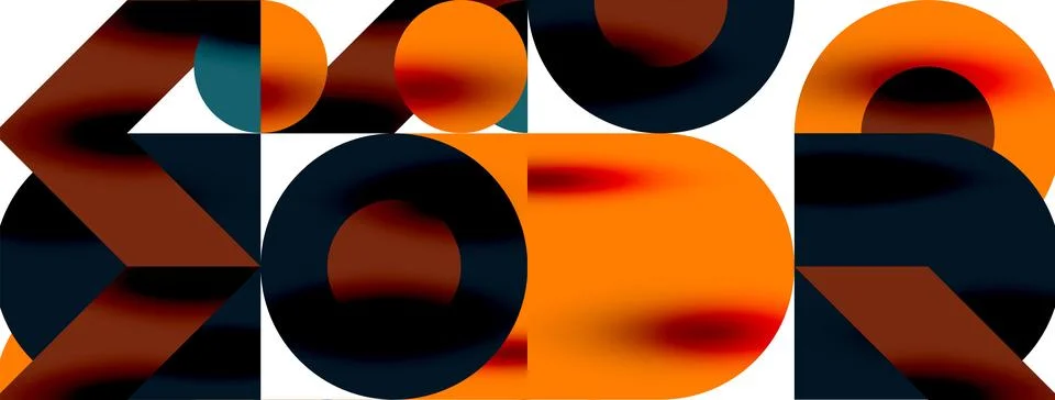 Circle pattern, round elements with lines and arrows composition for wallpaper Illustrazione stock