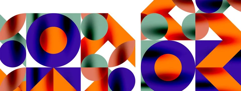Circle pattern, round elements with lines and arrows composition for wallpaper Illustrazione stock