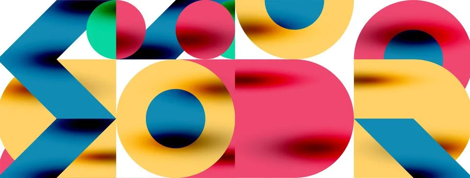 Circle pattern, round elements with lines and arrows composition for wallpaper Stock Illustration