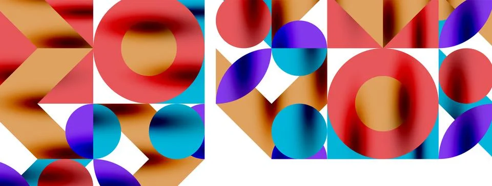 Circle pattern, round elements with lines and arrows composition for wallpaper Illustrazione stock