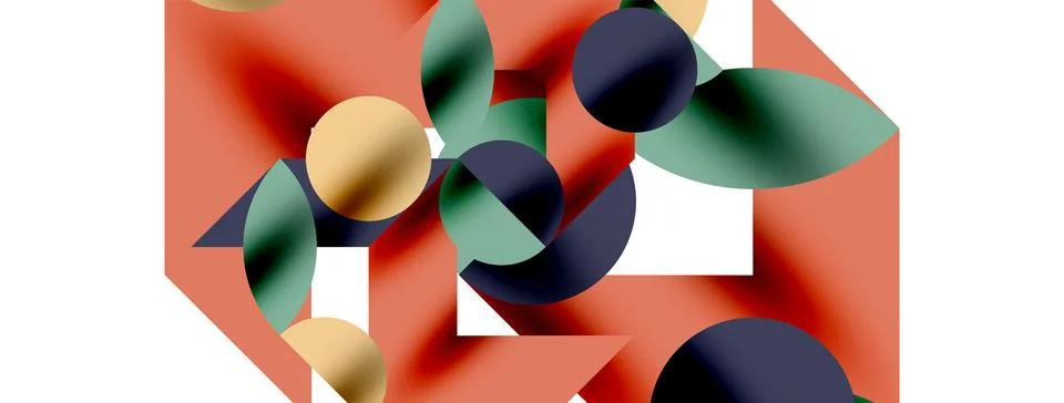 Circle pattern, round elements with lines and arrows composition for wallpaper Stock Illustration