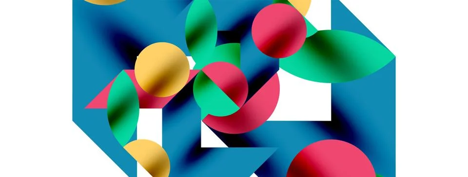 Circle pattern, round elements with lines and arrows composition for wallpaper Illustrazione stock