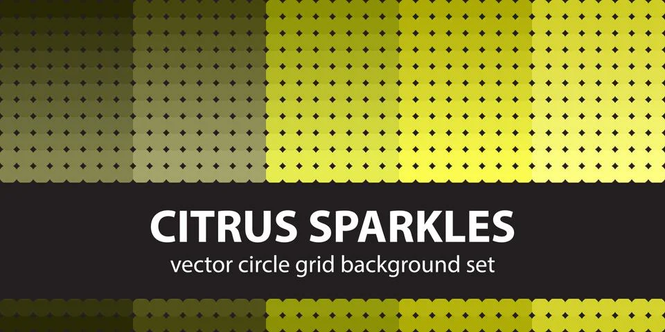 Circle pattern set "Citrus Sparkles". Vector seamless geometric backgrounds Illustrazione stock