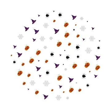 Circle pattern sinister pumpkin hats spider web Stock Illustration
