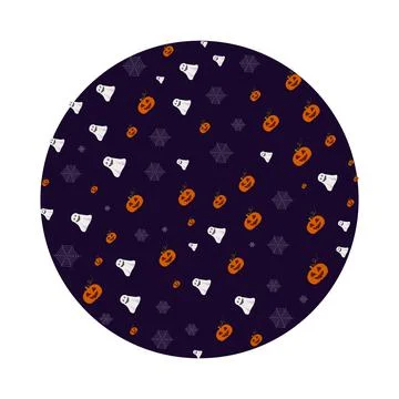 Circle pattern sinister pumpkins ghosts spider web Stock Illustration
