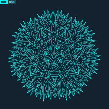 Circle pattern technology. Blue abstract geometric shape tech pattern on dark Stock Illustration