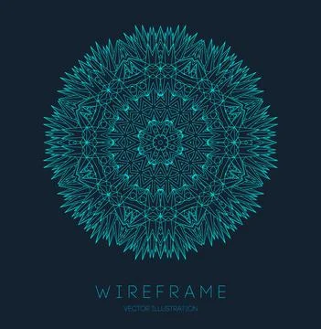 Circle pattern technology. Blue abstract geometric shape tech pattern on dark Stock Illustration