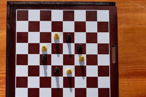 Circle with pawns on the board, sharp angle Stock Photos