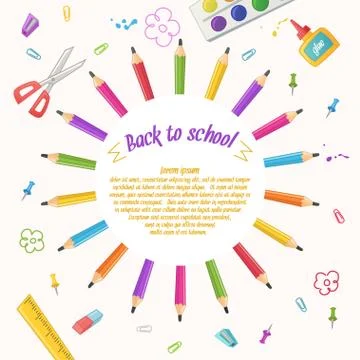 Circle of pencils on a white background. Stock Illustration