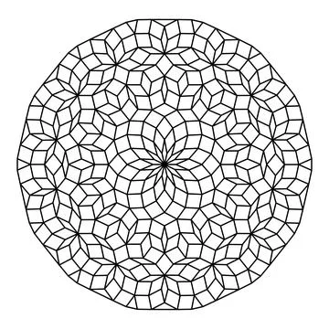 Circle with Penrose pattern, Penrose tiling with rhombi Stock Illustration