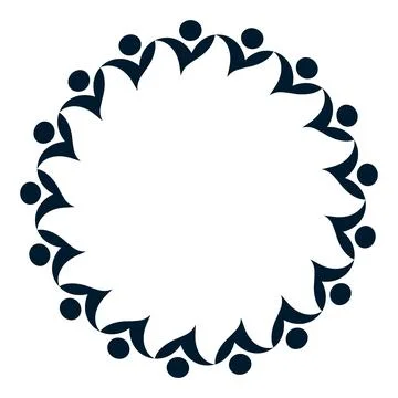 Circle of People Holding Hands in a Unity and Cooperation Symbol Design Stock Illustration