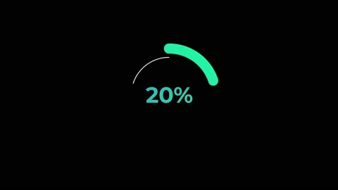Circle percentage Loading Animation 0-20% in Green science effect. Stock Footage 182927136
