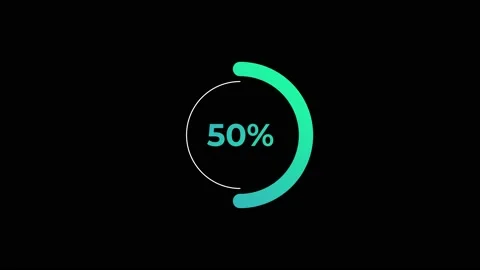 Circle percentage Loading Animation 0-50% in Green science effect. Stock Footage 182927148