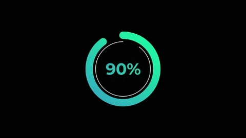 Circle percentage Loading Animation 0-90% in Green science effect. Stock Footage 182927172