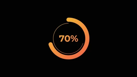 Circle percentage Loading Animation 0-70% in Orange science effect. Stock Footage 182927518
