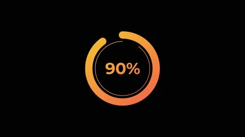 Circle percentage Loading Animation 0-90% in Orange science effect. Stock Footage 182927539
