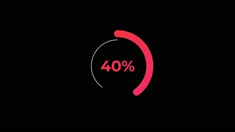 Circle percentage Loading Animation 0-40% in Red science effect. Stock Footage 182927801