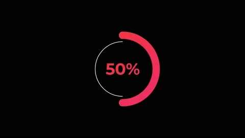 Circle percentage Loading Animation 0-50% in Red science effect. Stock Footage 182927818