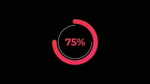 Circle percentage Loading Animation 0-75% in Red science effect. Video stock 182927826