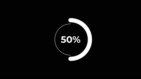 Circle percentage Loading Animation 0-50% in White science effect. Stock Footage 182928123