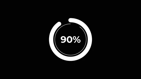 Circle percentage Loading Animation 0-90% in White science effect. Stock Footage 182928150